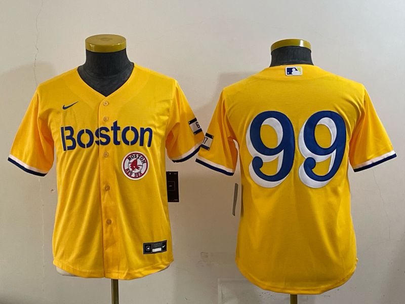 Youth 2025 Boston Red Sox 99 No Name Yellow Nike MLB Jersey 08